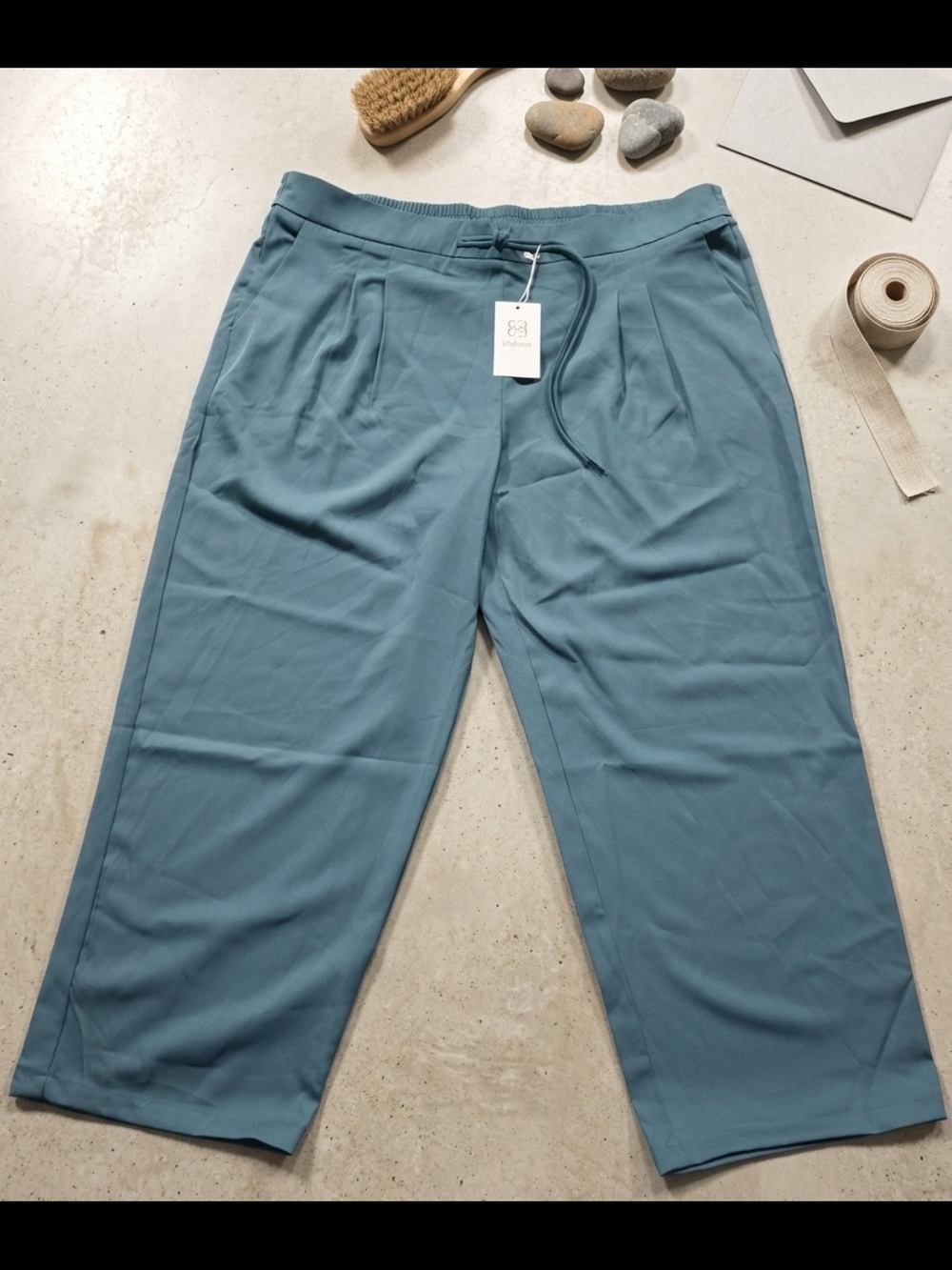 Women's Relaxed Teal Drawstring Chinos
